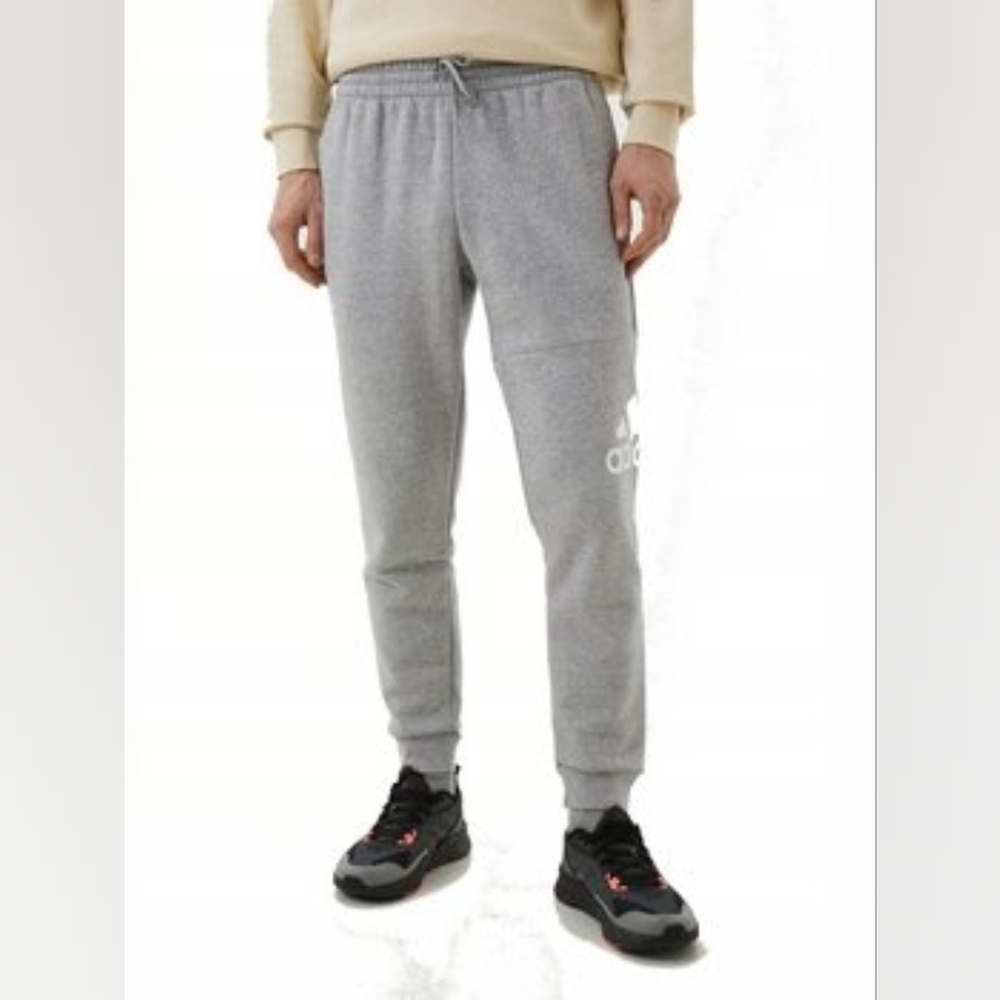 Adidas Mens Essentials Big Logo Fleece Tapered Jogger Pants Gray Small IJ6482